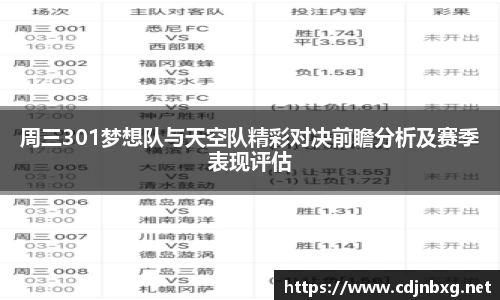 周三301梦想队与天空队精彩对决前瞻分析及赛季表现评估